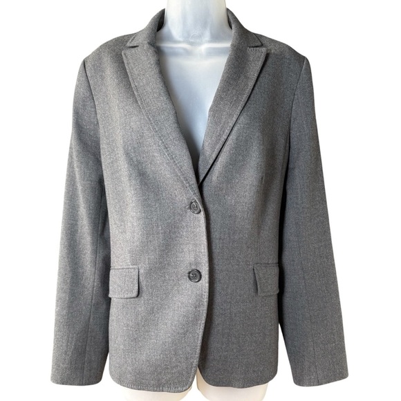 Masculine Women’s Wool Blazer Grey Corpcore Italian Flannel Talbots Size 12 - Picture 1 of 6